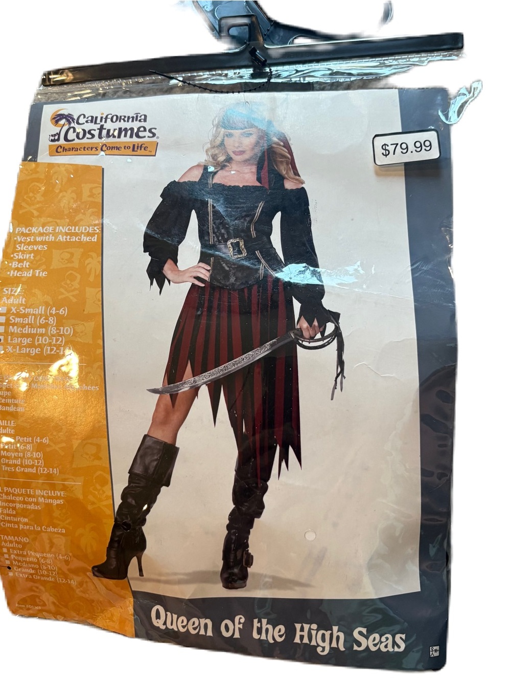 California Costumes Queen of the High Seas Pirate Dress Costume Large Black Red